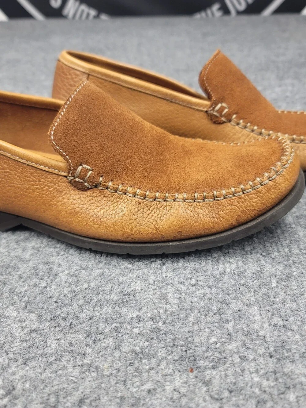Hush Puppies Suede & Leather Slip On Lofers Shoes Brown Size 8.5